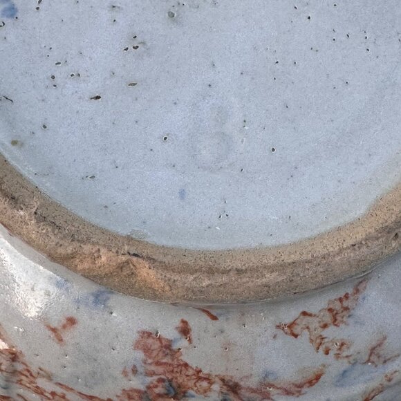 Red Wing Spongeware Stoneware Paneled Mixing Bowl 8" Rustic Blue Brown Vintage - Picture 14 of 16